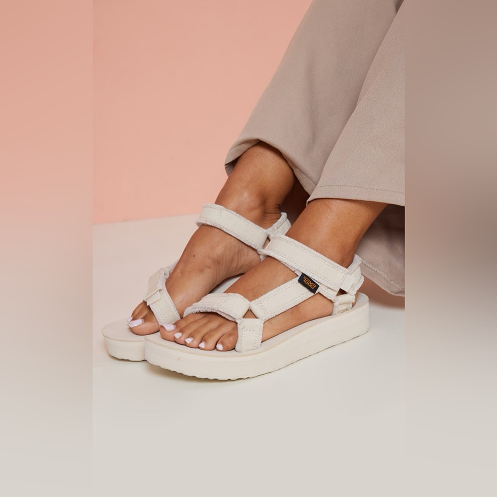 Bright White Teva Original Universal Sandal Quick Dry Velcro EVA Rubber Outdoor